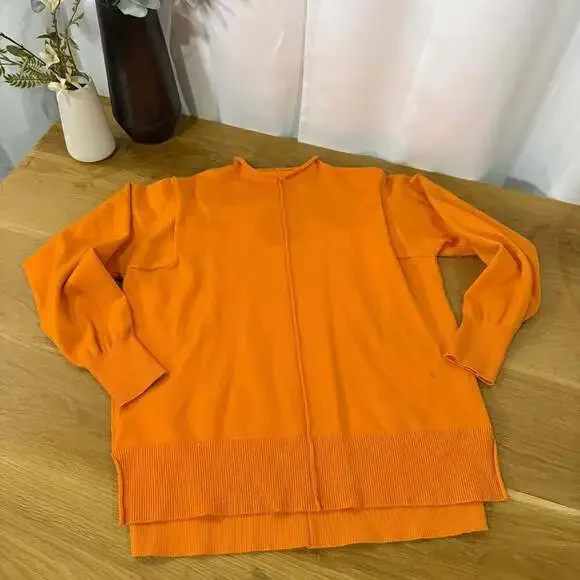 Mock neck long sleeve soft & cozy lounge sweater orange Women’s Medium - Picture 5 of 8